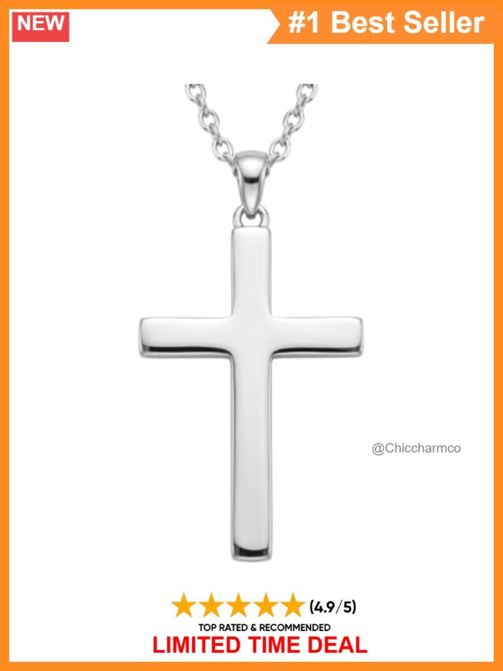 925 Sterling Silver Cross Necklace Pendant 18+2 Adjustable Chain Unisex